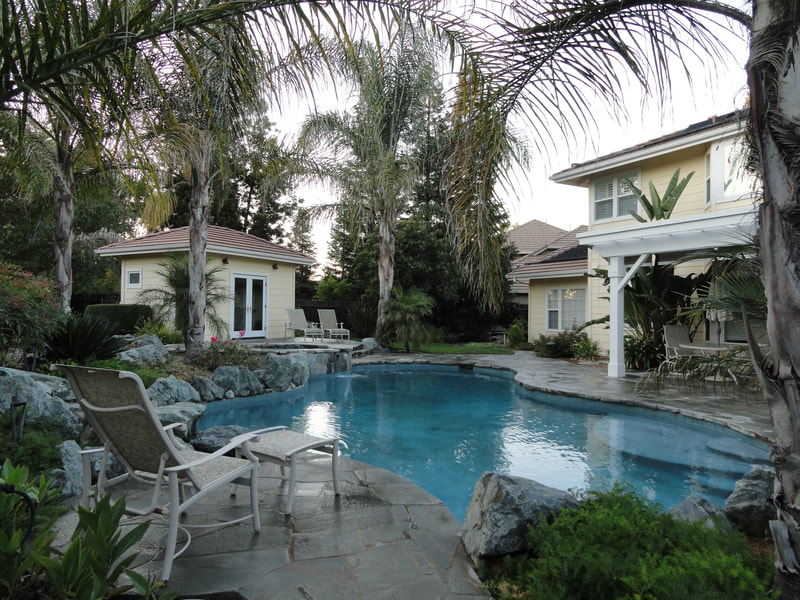 Classic pool tropical landscape